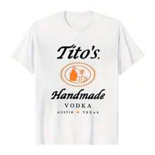 100% Cotton Unisex Tito's Handmade Vodka Graphic T - Shirt - Black - View 6