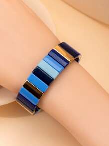 1 件时尚设计金属链彩色串珠手链，百搭女士腕饰