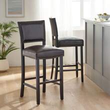 MERAX Contemporary Rubberwood Barstool With Nailhead Accents