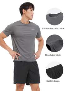 CAMEL CROWN 男士夏季运动套装夏短裤短袖两件套速干T恤健身跑步运动服