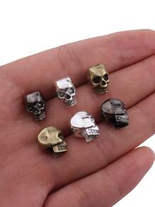 Juego de 12 piezas Accesorios de joyería DIY: Abalorios de calavera chapados en aleación de zinc, pendientes, collares, pulseras, llaveros y separadores de tres dimensiones con agujeros grandes, estilo retro y elegante para fabricación de joyas - cráneo - Ver 4