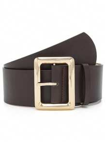 1pc Women's Fashion Black Wide Belt With Gold Square Buckle - Multi-Functional Slim Dress Accessories For Casual Dress Belt Elegant Casual Fall, Autumn, Halloween