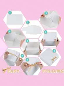 1pc Flip Cover White Cardboard Pastry Gift Box With Bowknot , Macaron Combination Packaging Box - Bow Gift Box - View 6