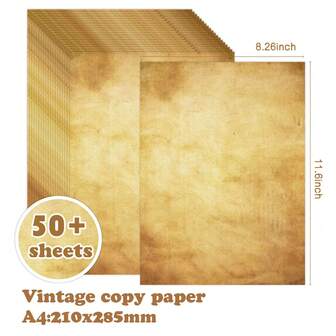 50 Sheets Of Vintage Design Paper, 10 Unique Aged Paper Patterns And Colors, Stationery Letter Paper, Antique Letterhead Paper, A4 Unperforated Paper, Loose Leaf Paper, Decorative Printing Paper, Ideal For Retro Invitations And Letters, Vintage Printing Paper, Vintage Writing Paper, DIY Scrapbooking Decoration Materials Stationery Paper