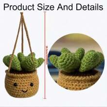 1 pieza de adorno colgante para el espejo retrovisor, hecho a mano en estilo bohemio, accesorio ideal para mujeres, niñas, amantes de suculentas/cactus, decoración interior verde para el coche, también apto como accesorio colgante para camiones, decoraciones y regalos de boda, decoración del hogar