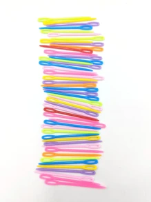 50pcs/74pcs Random Color Plastic Sewing Needles, 5.5cm/9cm DIY Hand Stitching - Multicolor - View 3