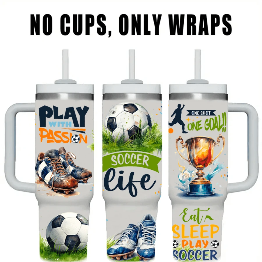 1 套运动设计系列 UV DTF 转移水晶标签贴纸，适用于 40 盎司 Libbey 玻璃杯，3D 水晶防水防刮标签，DIY 包装转移贴纸，适用于冰箱、马克杯、咖啡杯或任何平面，高品质 40 盎司（不含玻璃杯）