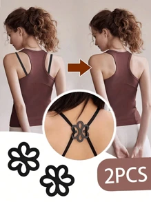 2pcs/4pcs Flower Bra Strap Clips, Invisible Non-Slip Bra Clips For Women Lingerie, Criss-Cross Strap, Transparent Buckle, Anti-Slip - Multicolor - View 7