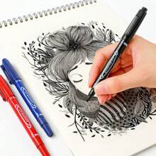 1pc/Multipurpose Non-Washable Double-Headed Lining Pen, Stationery Oil-Based Waterproof Marker Pen, Fade-Resistant, Marking & Signature Pen, Black Fine-Tip Courier Pen, Smooth Writing, Fade-Resistant, Suitable For Graffiti, Coloring, Applicable For School, Office, Factory Use
