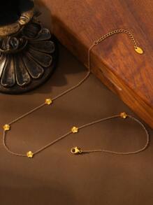 1pc Dainty Stainless Steel Gold Plated Heart Pendant Necklace For Women - Small Flower Necklace - View 6