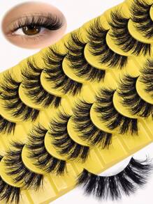 10 对 3D 蓬松假睫毛，打造戏剧性假睫毛，凌乱假睫毛，蓬松浓密睫毛