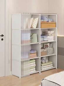 Organizador de almacenamiento con cortinas, estantería portátil negra, gabinete de almacenamiento multifuncional adecuado para oficina, dormitorio, baño, armario a prueba de polvo, de montaje sencillo, estantería abierta para dormitorio, partición, estantería de gran capacidad, decoraciones, decoración de festivales, decoración de habitaciones, decoración del hogar, decoración de dormitorios, para guardar vestidos, pantalones, zapatos, vaqueros, botas, faldas