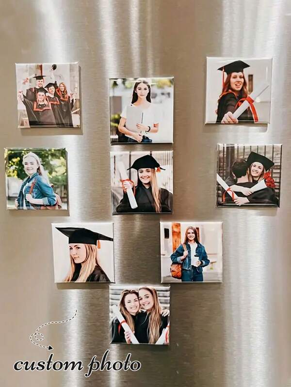 1/3/6/9pcs Set Acrylic Material Customized Photo Refrigerator Magnets - Personalized Fridge Stickers, Suitable For Wedding Souvenirs, Bridal Shower, Birthday, Anniversary, Bachelorette Party - Multipurpose Memento, Applicable For Various Occasions, No Electricity Required - Customize Your Travel, Wedding, Party Memento Photos, Unique Gift For Friends, Back To School Gift