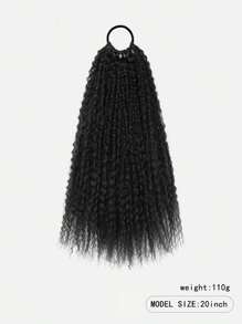 Coleta larga rizada de 20 pulgadas, coleta larga rizada resistente al calor de color negro que se puede alargar con coletero, para todas las mujeres y niñas