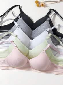 5 PCS Girls Teen Underwear Comfortable Breathable Bra Fixed Triangle Coaster Growing Girls Underwear Suitable For 13-16 Years Old