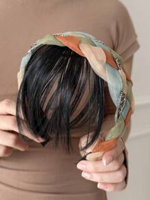 JENNIFER 6 英寸彩色编织头带刘海假发合成女士头带刘海适合女性日常佩戴 - 自然黑 - 查看 6