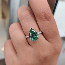 1 pieza Anillo elegante decorado con zirconia en forma de lágrima, regalo decorativo para boda/fiesta apropiado para mujeres