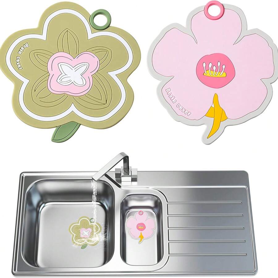 1 件花朵硅胶浴缸排水盖 - 安全浴缸塞、可爱浴室装饰、必备浴室配件、家用防臭浴室防虫塞下水道密封件防臭防臭女神 - 彩色 - 查看 1