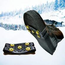 1 Pair Outdoor Hiking & Skiing Anti-Slip Snow Cleats, Crampons With 5 Spikes For Icy/Snowy Ground, Fit Shoes Size 28-46 - Black - View 2
