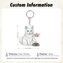 1pc Funny Cat Expression Keychain, Customized Cat Expression, Cute Keychain Keychain Ring Accessories Bag Funny Pendant Key Ring Jewelry Fan Gift - Multicolor - View 2