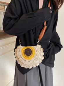 Summer Straw Chic Minimalist Shoulder Cross-Body Bag - Yellow - View 10