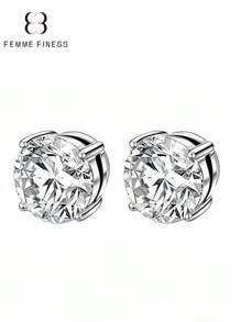 Femme Finess Juego de pendientes magnéticos de acero inoxidable para hombres y mujeres, estilo AB, de doble cara, sin perforación, con combinación de pendientes de pareja, circonita cúbica hipoalergénica de 5-8 mm