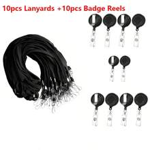 10pcs Badge Reels With Metal Belt Clip, Retractable Badge Holder Reel For Hanging Name Tags ID Card Key Cards And Keychain Back To School - one-size - View 6