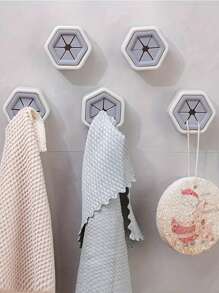 5pcs Hexagon Towel Hooks, Creative Face Towel Storage Clips, No-Drill Dishcloth Holder, Multi-Functional Home & Kitchen Accessories, Practical Hanging Hooks - Multicolor - View 3