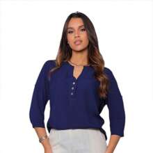 Women Blouses - 藏蓝色 - 查看 2