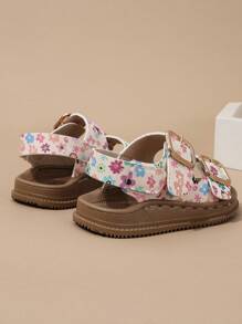 1 双女童镂空可爱平底凉鞋，轻便百搭，适合婚礼、派对、旅行、夏季 - 米色 - 查看 5