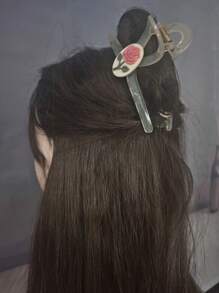 1 件韩国 3D 玫瑰蝴蝶结透明亚克力发夹，简约马尾发夹，适合日常使用