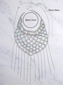 New Handmade Acrylic Rhinestone Tassel Chest Chain, Women Body Chain Necklace - Multicolor - View 5