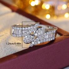 1 pieza Anillo de mujer de moda y lujo, talla grande reciente y talla grande vendido, con piedras de circonita sintética, accesorio diario de estilo simple