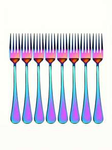 1/2Pcs Multifunctional Stainless Steel Colorful Salad Forks, Dessert Forks, Mirror Polished, Cutlery, Convenient , Dishwasher Safe, Suitable For Home Kitchens, Restaurants And Hotels, Kitchen Gadgets, Perfect Gifts For Housewarming And Dinner Parties