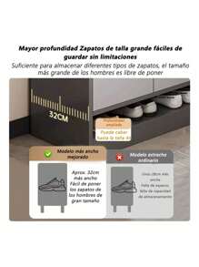 Modernos Zapatera De Madera Organizador Zapatos 4 Puertas - Gris - Ver 5