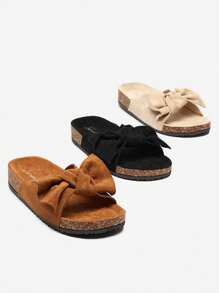 Women's -Suede Slippers With A Bow In Blue Dofro- Footwear