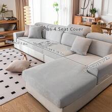 1pc Waterproof Jacquard Universal Stretch Sofa Cushion Cover, Modern Simple Style Anti-Slip Sofa Cover, Living Room Sofa Protector Fits L-Shaped Sofa And 1/2/3/4 Seater Sofa, All Seasons - Light Grey - View 17