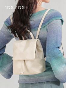 AILUXI Uroczy i modny designerski lekki biznesowy, swobodny mini plecak, szykowna torebka ze skóry PU w kolorze kremowym i torba szkolna, minimalistyczny wzór vintage argyle dayback, przenośna, regulowana torba podróżna z klapką i torba na książki