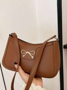 1 Stück modische, personalisierte Unterarmtasche im koreanischen Stil, personalisierte Schultertextur, stilvolle Pendlertasche in Halbmondform, Unterarmtasche mit Schleife, Schultertextur, exquisite Pendlerbaguette-Tasche, mit Schleifen-Dekoration, glatter Reißverschluss, modische und vielseitige quadratische Taschenform, Schultertasche, geeignet für Mädchen zum Einkaufen, für den täglichen Gebrauch, eine gute Wahl als Geschenk für Freunde - Schmetterlings-Achseltasche - Übersicht 7