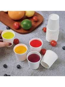 50/100pcs Mini Paper Cups - Ideal For Sampling At Supermarkets, Mouthwash, Fruit Snacks And Party Drinks - High Quality, Snack Cups, Birthday, Christmas, Hotels