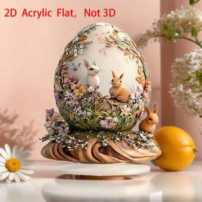 1PC Classic Style 2D Crystal Easter Cake With Bunny, Suitable For Table Decoration In Dessert Shops, Cafes And Homes, Spring Prosperity And Joy Easter Atmosphere