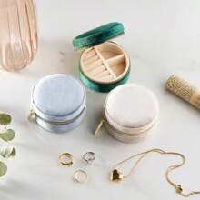 1 件个性化定制珠宝盒，圆形毛绒珠宝收纳盒，多槽戒指收纳盒，家庭珠宝收纳盒，妈妈珠宝收纳盒，多功能珠宝收纳盒，便携式旅行珠宝盒，送给她的礼物 - 多色 - 查看 5