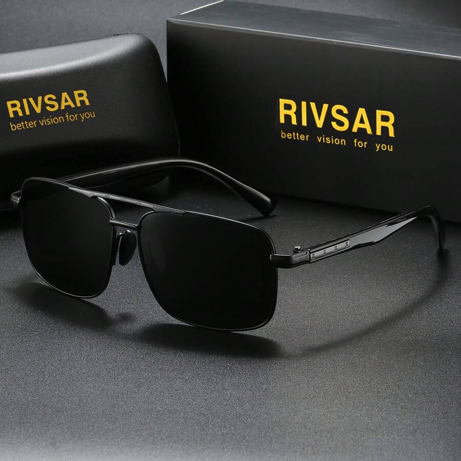 RIVSAR Men's Polarized Sunglasses Pilot Frame Outdoor Sports Cycling Sunglasses Driver Driving Fishing Glasses Counter Box Gift Mirror For Summer Beach Vacation,Outdoor,Travel - Multicolor - View 1