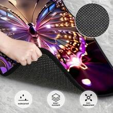 4pcs/Set Butterfly Print Car Floor Mats, , Anti-Slip, Washable, Polyester, Fit For Front And Rear Vehicles, Suitable For Various Car Models