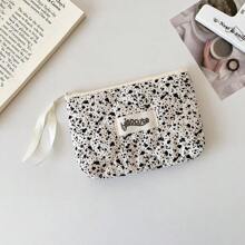 Simple Splashed Ink Cloth Storage Bag Student Portable Makeup Handbag Cosmetic Lipstick Bluetooth Earphone Storage Pouch