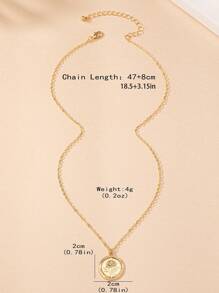 1pc Fashionable Minimalist French Elegant Round Disc Pendant Necklace For Women, Suitable For Daily, Commuting, Party