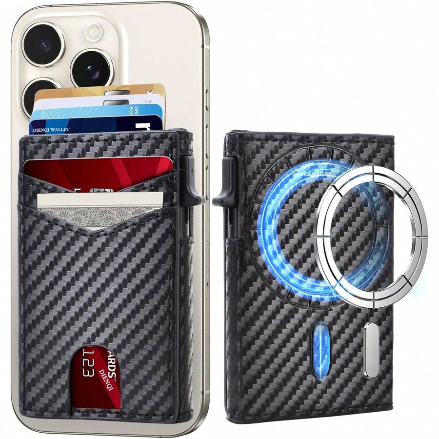 Magsafe Credit Card Holder Men Magnetic Wallets RFID Carbon Bank Card Holder Wallet Case For - View 1