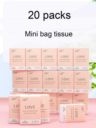 10/20 Packs, Natural Wooden Hand-Held Handkerchiefs, Small Bags Of Thin Paper, 3-Layer Pocket Thin Paper, Cute And Personalized Face Towel Bags, Suitable For Wedding Gifts. High-Quality Facial, Toilet And Tissue Use, Durable And Absorbent, Perfect For Home, Dormitory, Office And Outdoor Products. Portable Mini Face Towels And Handkerchiefs