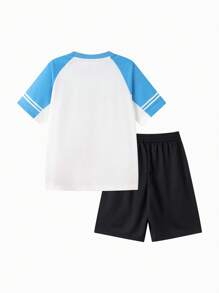 Balabala X Ultraman 青少年男孩两件套短袖服装，2025 年夏季套装 - 藍紅色調 - 查看 2