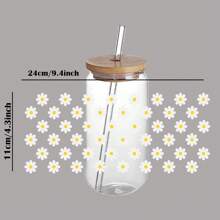 4 Packs Daisy & Heart 3D Crystal Transfer Paper, UV DTF Self-Adhesive Waterproof Scratch-Resistant Decals For Tumblers & Bottles, High-Quality Plastic Wraps